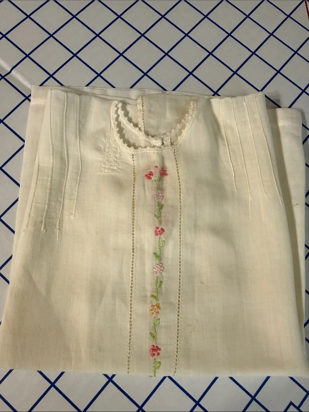 Antique 1920s Baby Shirt Hand Embroidered Batiste Heirloom Sewing Pintucks
